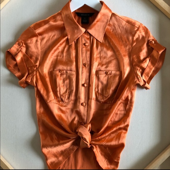 ARDEN B. | Silk Tangerine Blouse - Picture 1 of 3
